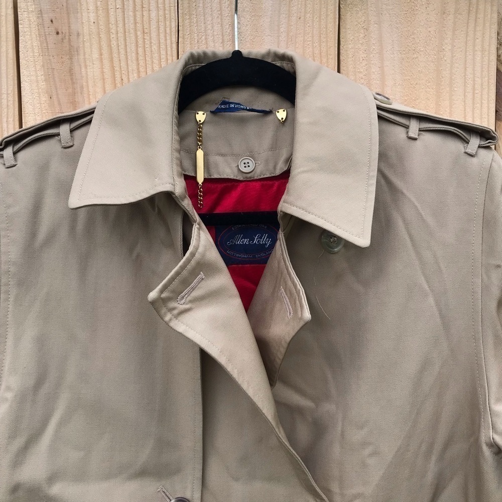 Vintage Allen Lolly Women’s Trench Coat Button Wool Lining - Picture 2 of 7